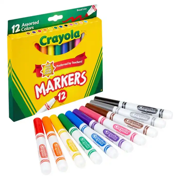 Seasonal Sale Crayola Markers, Broad Line, Assorted Colors, Set of 12